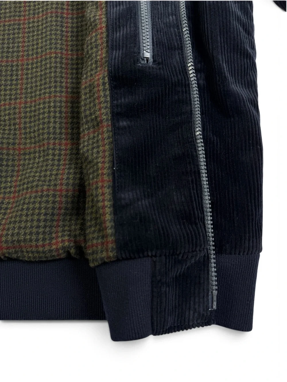 J.Crew Dark Navy Corduroy Bomber Jacket Plaid Wool Lined Men’s Medium NWT